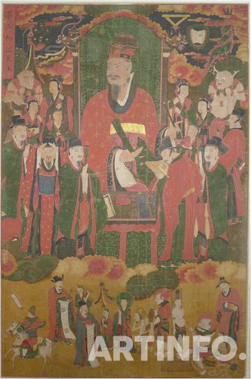 보물 제1693호에 포함되어 지정된 ‘고성 옥천사 지장보살도 및 시왕도(제2초강대왕도)'.(사진=문화재청)