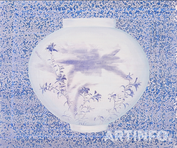 석철주, '달항아리'. 캔버스에 먹, 아크릴릭, 61×73cm, 2008.