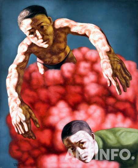 짜오넝즈, '몽유스리즈1 (somnambulism Series1)'. 169x139.5cm, Oil on Canvas, 1995 .