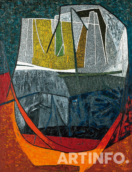 유영국, 'Work'., Oil on canvas, 130.5×101.5cm, 1958, 추정가3억5천만-4억5천만원.(사진=서울옥션)