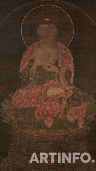 '아미타불도(阿彌陀佛圖)'. gold powder and color on silk, 56.2×100cm, 고려시대.(사진=서울옥션)