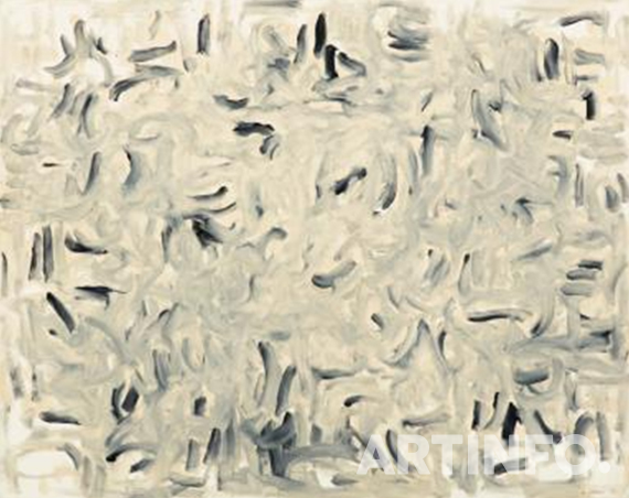 이우환, '바람과 함께(With Winds)'.pigment suspended in glue, on canvas, 181.8×227.3cm, 1987.(사진=K옥션)