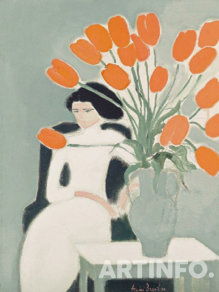 앙드레 브라질리에, 'Chantal aux tulipes'. Oil on canvas, 61 × 46cm, 1972.