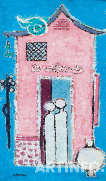 김환기, '집'. oil on hardboard laid on canvas, 42×24.5cm, 1951.(사진=케이옥션)