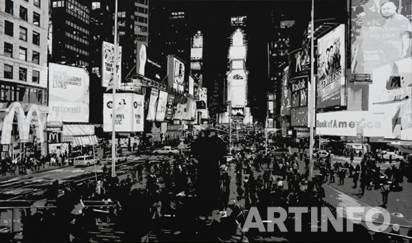 장재록, 'Another Landscape-Times Square'. 240 × 145cm,  Korean ink on Cotton Canvas, 2011.(사진=유엠갤러리)